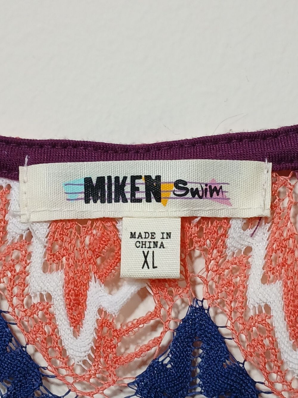 Miken Swim Crochet Chevron Knit Cover Up Dress XL Adjustable Waist Beach CoverUp - Picture 5 of 7